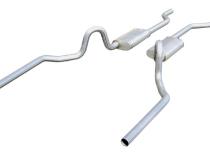 Crossmember Back Without X-Pipe Exhaust System 64-72 A-Body Split Rear Dual Exit 2.5 in Intermediate/Tail Pipe 18 Inch Turbo Pro Mufflers/Hardware Incl Tip Not Incl Natural 409 Stainless Steel Pypes Exhaust