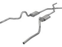 Crossmember Back w/H-Pipe Exhaust System 70-71 GTO/68-72 442 Dual Split Rear Valance Exit 2.5 in Intermediate And Tail Pipe 18 Inch Turbo Pro Mufflers And Hardware Incl Tip Not Incl Pypes Exhaust