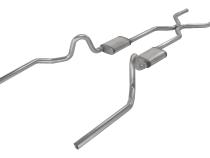 Crossmember Back w/H-Pipe Exhaust System 64-74 GM A Body Split Rear Dual Exit 3 in Intermediate And Tail Pipe Race Pro Mufflers/Hardware Incl Tip Not Incl Pypes Exhaust