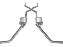 Crossmember Back w/H-Pipe Exhaust System 65-70 B-Body Split Side Dual Exit 2.5 in Intermediate And Tail Pipe Violator Mufflers/Hardware Incl Tip Not Incl Pypes Exhaust