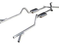 Crossmember Back w/Xchange Exhaust System Split Rear Dual Exit 2.5 in Intermediate X-Pipe And Tail Pipe Turbo Pro Mufflers/Hardware Incl Tip Not Incl Pypes Exhaust