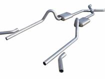 1955-1957 Tri-Five Chevy 3 Inch Crossmember Back Exhaust System With X-Pipe 409 Stainless No Mufflers Pypes Performance Exhaust