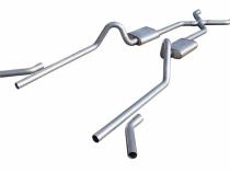 1955-1957 Tri-Five Chevy Pocket Kit 2.5 Inch Crossmember Back Exhaust System With X-Pipe 409 Stainless Street Mufflers Pypes Performance Exhaust