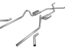 1955-1957 Tri-Five Chevy Pocket Kit 2.5 Inch Crossmember Back Exhaust System With H-Bomb H-Pipe 409 Stainless Street Mufflers Pypes Performance Exhaust