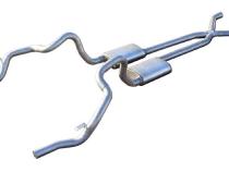Crossmember Back w/X-Pipe Exhaust System 70-74 F-Body Split Rear Dual Exit 2.5 in Intermediate And Tail Pipe Hardware Incl Muffler And Tip Not Incl Pypes Exhaust