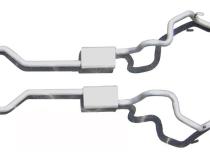 Crossmember Back Without X-Pipe Exhaust System 70-74 F-Body Split Rear Dual Exit 2.5 in Intermediate And Tail Pipe Hardware Incl Muffler And Tip Not Incl Natural 409 Stainless Steel Pypes Exhaust