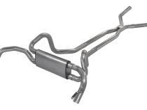 Crossmember Back Crossflow System w/H-Pipe Exhaust System 67-74 Split Rear Dual Exit 2.5 in Intermediate And Tail Pipe Race Pro Mufflers/Hardware Incl Tip Not Incl Natural 409 Stainless Steel Pypes Exhaust