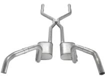 Crossmember Back w/H-Pipe Exhaust System 67-69 Split Rear Dual Exit 2.5 in Intermediate Pipe And Tailpipe Violator Mufflers/Hardware Incl Tip Not Incl Pypes Exhaust