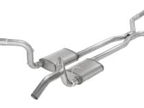 Crossmember Back w/H-Pipe Exhaust System 67-69 Split Rear Dual Exit 3 in Intermediate And Tail Pipe Street Pro Mufflers/Hardware Incl Tip Not Incl Natural 409 Stainless Steel Pypes Exhaust