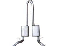 Crossmember Back w/X-Pipe Exhaust System 67-69 Split Rear Dual Exit 2.5 in Intermediate Pipe And Tailpipe Race Pro Mufflers/Hardware Incl Tip Not Incl Pypes Exhaust