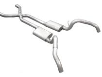 Crossmember Back w/X-Pipe Exhaust System 67-69 Split Rear Dual Exit 3 in Intermediate And Tail Pipe Street Pro Mufflers/Hardware Incl Tip Not Incl Natural 409 Stainless Steel Pypes Exhaust