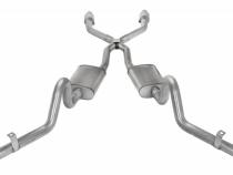 Crossmember Back w/X-Pipe Exhaust System 78-88 GM G-Body Split Rear Dual Exit 2.5 in Intermediate And Tail Pipe Turbo Pro Mufflers/Hardware Incl Tip Not Incl Natural 409 Stainless Steel Catalytic Converter Incl Pypes Exhaust
