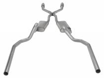 Crossmember Back w/X-Pipe Exhaust System 78-88 GM G-Body SS Split Rear Dual Exit 2.5 in Intermediate Pipe And Tailpipe Turbo Pro Mufflers/Hardware Incl Tip Not Incl Catalytic Converter Incl Pypes Exhaust
