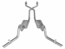 Crossmember Back w/X-Pipe Exhaust System 78-88 EL Camino Exc SS Split Rear Dual Exit 2.5 in Intermediate And Tail Pipe Turbo Pro Muffler/Hardware Incl Tip Not Incl Catalytic Converter Incl Pypes Exhaust