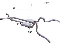 Nova Crossmember Back Exhaust for 62-67 Nova Hybrid 3 Inch To 2.5 Inch W/ X-Pipe System Race Pro Pypes Exhaust