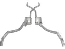 Crossmember Back w/H-Pipe Exhaust System 62-67 Nova Split Rear Dual Exit 2.5 in Intermediate And Tail Pipe Turbo Pro Mufflers/Hardware Incl Tip Not Incl Pypes Exhaust