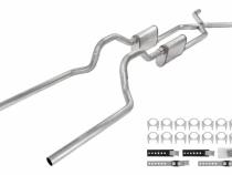 Crossmember Back W/ X-Pipe Exhaust System 63-66 GM Truck Split Rear Dual Exit 2.5 Inch Intermediate And Tailpipe Hardware Incl Violator Muffler Incl And Tip Not Incl Stainless Steel Pypes Exhaust