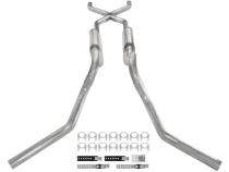Crossmember Back W/ X-Pipe Exhaust System 63-66 GM Truck Split Side Dual Exit 2.5 Inch Intermediate And Tailpipe Hardware Incl Race Pro Muffler Incl And Tip Not Incl Stainless Steel Pypes Exhaust