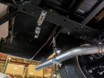 Crossmember Back W/ H-Pipe Exhaust System 63-66 GM Truck Split Side Dual Exit 2.5 Inch Intermediate And Tailpipe Hardware Incl Turbo Pro Muffler Incl And Tip Not Incl Stainless Steel Pypes Exhaust