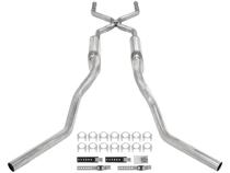 Crossmember Back W/ H-Pipe Exhaust System 63-66 GM Truck Split Side Dual Exit 2.5 Inch Intermediate And Tailpipe Hardware Incl Violator Muffler Incl And Tip Not Incl Stainless Steel Pypes Exhaust