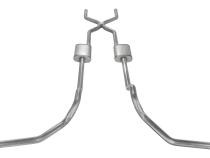 Crossmember Back w/H-Pipe Exhaust System 67-74 GM Split Rear Dual Exit 2.5 in Intermediate And Tail Pipe Race Pro Muffler/Hdw Incl Tip Not Incl Natural Finish 409 Stainless Steel Pypes Exhaust