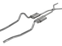 Crossmember Back w/H-Pipe Exhaust System 67-73 Mopar A-Body Split Rear Dual Exit 2.5 in Intermediate And Tail Pipe Street Pro Mufflers/Hardware Incl Tip Not Incl Pypes Exhaust