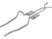 Crossmember Back w/X-Pipe Exhaust System 75-76 Mopar A-Body Split Rear Dual Exit 2.5 in Intermediate And Tail Pipe Turbo Pro Mufflers/Hardware Incl Tip Not Incl Catalytic Converter Incl Pypes Exhaust