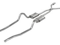 Crossmember Back w/H-Pipe Exhaust System 75-76 Mopar A-Body Split Rear Dual Exit 2.5 in Intermediate And Tail Pipe Turbo Pro Mufflers/Hardware Incl Tip Not Incl Catalytic Converter Incl Pypes Exhaust