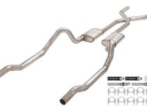 1966-1974 Mopar B-Body 3 Inch Crossmember Back Exhaust System With X-Pipe 409 Stainless With Race Pro Mufflers SMB13R