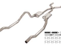 1966-1974 Mopar B-Body 3 Inch Crossmember Back Exhaust System With H-Pipe 409 Stainless With Street Pro Mufflers SMB43S