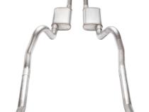 1966-1974 Mopar B-Body 3 Inch Crossmember Back Exhaust System With H-Pipe 409 Stainless With Violator Mufflers SMB43V