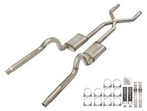 1970-1974 Mopar E-Body 3 Inch Crossmember Back Exhaust System 409 Stainless Street Pro Mufflers Pypes Performance Exhaust