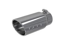 Exhaust Tail Pipe Tip 5 Inch O.D. Angled Rolled End 4 Inch Inlet 12 Inch Length T304 Stainless Steel MBRP