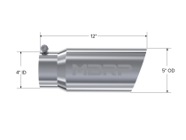Exhaust Tail Pipe Tip 5 Inch O.D. Angled Single Walled 4 Inch Inlet 12 Inch Length T304 Stainless Steel MBRP