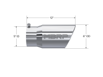 Exhaust Tail Pipe Tip 6 Inch O.D. Angled Rolled End 5 Inch Inlet 12 Inch Length T304 Stainless Steel MBRP