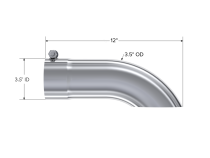 Exhaust Tail Pipe Tip 3.5 Inch O.D. Turn Down 3.5 Inch Inlet 12 Inch Length T304 Stainless Steel MBRP