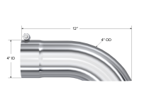 Exhaust Tail Pipe Tip 4 Inch O.D. Turn Down 4 Inch Inlet 12 Inch Length T304 Stainless Steel MBRP