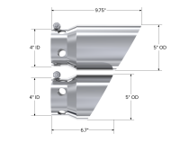 4 Inch Inlet 5 Inch Tip Cover Set-6 3/4 Inch And 9 3/4 Inch Length T304 Stainless Steel MBRP