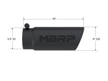 Black Coated Tip, 4 Inch OD Angled Roll End End, 3.5 Inch Inlet, 10 Inch Length, MBRP