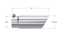 Exhaust Tip 3 1/2 Inch O.D. Dual Wall Angled End 3 Inch Inlet 10 Inch Length T304 Stainless Steel MBRP