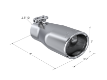 Exhaust Tip 3.75 Inch O.D. Oval 2.5 Inch Inlet 7 Inch Length T304 Stainless Steel MBRP