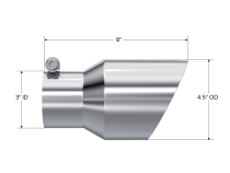 Exhaust Tip 4.5 Inch O.D. Dual Wall Angled 3 Inch Inlet 7.7 Inch Length T304 Stainless Steel MBRP