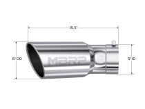 2015-UP Chevrolet/ GMC 2500/ 3500 Duramax Exhaust Tip 6 Inch O.D. Angled Rolled End 5 Inch Inlet 15 1/2 Inch Length 30 Degree Bend T304 Stainless Steel MBRP