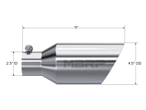 Exhaust Tip 4 1/2 Inch O.D. Dual Wall Angle Rolled End 2.5 Inch Inlet 11 Inch Length T304 Stainless Steel MBRP