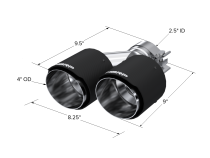 Carbon Fiber Tip 2.5 Inch ID Dual 4 Inch OD Out 9.50 Inch Length Dual Wall MBRP