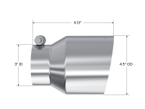 3 Inch Inlet 4.5 Inch OD Out 6.13 Inch Length Angle Cut Universal Tail Pipe Tip T304 Stainless Steel Tip MBRP