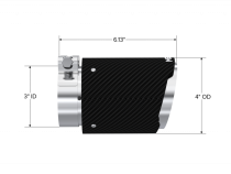Exhaust Tip 3 Inch ID 4 Inch OD Out 6.13 Inch Length Angle Cut Dual Wall Carbon Fiber and Stainless Steel MBRP