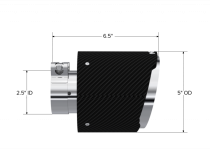 Exhaust Tip 2.5 Inch ID 5 Inch OD Out 6.5 Inch Length Angle Cut Dual Wall Carbon Fiber and Stainless Steel MBRP