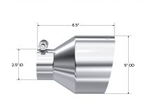 Exhaust Tip 2.5 Inch ID 5 Inch OD Out 6.5 Inch Length Angle Cut Single Wall T304 Stainless Steel MBRP