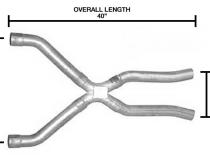 Exhaust X-Pipe Kit Intermediate Pipe 2.5 in Crossover Incl Special Angled Rear Legs Natural 409 Stainless Steel Pypes Exhaust